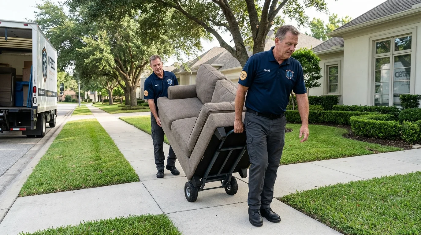 Local residential moving crew loading furniture in Saint Charles, MI